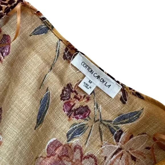 Women’s M Cotton Candy LA Mustard Floral Midi Skirt Boho Fall Style - Picture 2 of 3